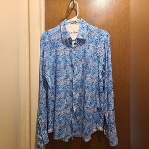 Robert Graham Mens Button Down Size L, Pre-owned, cotton/linen material